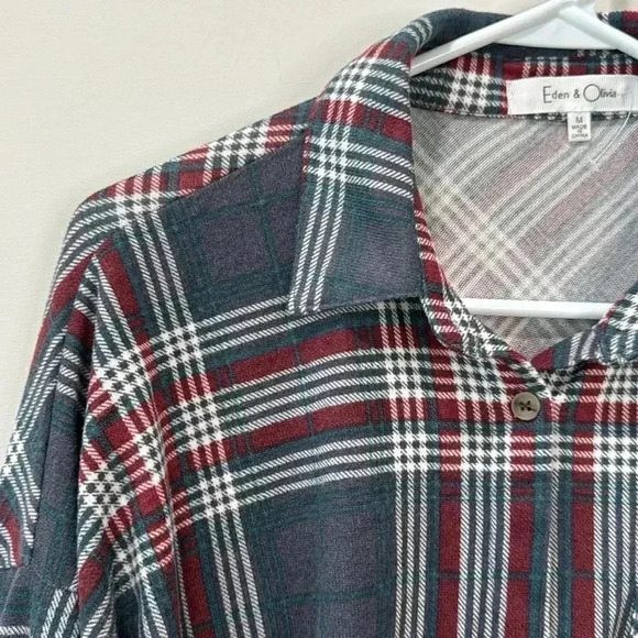 Eden & Olivia Women's Plaid Button-Down Crop Shirt - Size M - Picture 6 of 12